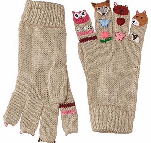Pumpkin Patch Baby Girls Forest Friends Gloves Mittens, Brown (Seed Pearl), Small