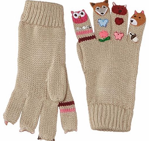 Pumpkin Patch Baby Girls Forest Friends Gloves Mittens, Brown (Seed Pearl), Small