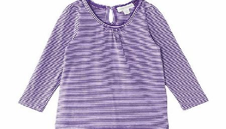 Pumpkin Patch Girls Long Sleeve Mini Stripe T-Shirt, Royal Purple, 2 Years