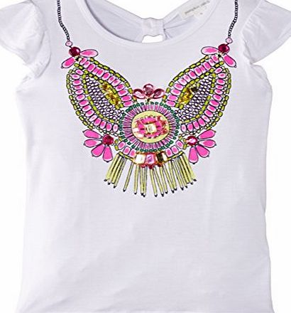 Pumpkin Patch Girls Necklace T-Shirt, White, 9 Years