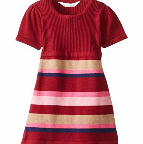 Pumpkin Patch Girls Stripe Knit Tunic Sports Jumper, Red (Deep Claret), 3 Years