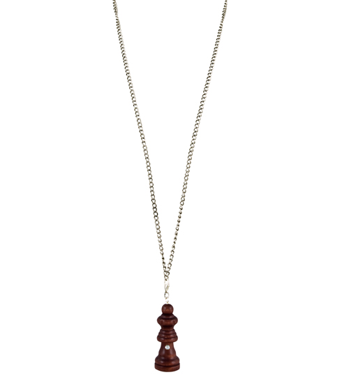 Dark Wood Queen Chess Necklace from Punky Allsorts