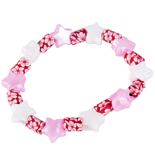 Punky Allsorts Ladies Red and Pink Floral And Stars Bracelet