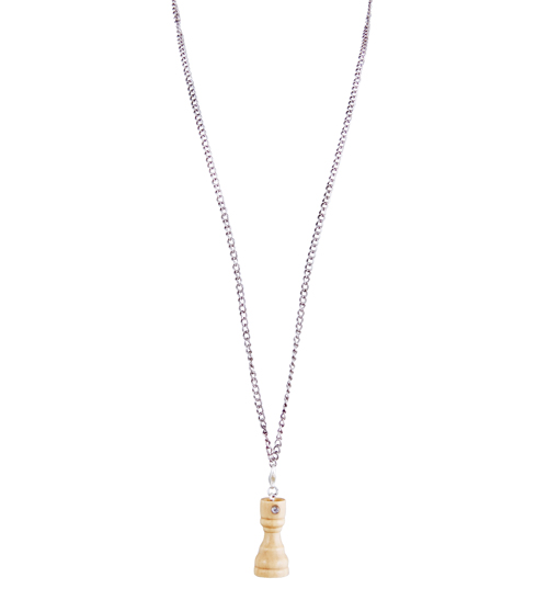 Light Wood Rook Chess Necklace from Punky Allsort