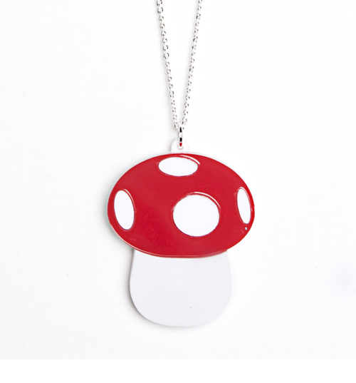 Red Gamer Mushroom Necklace from Punky Pins