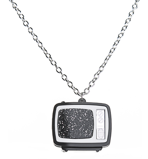 Punky Pins Retro Glitter Television Necklace from Punky Pins