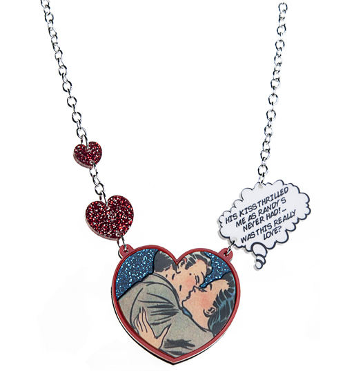 Retro Pop Art Cartoon Kiss Necklace from Punky