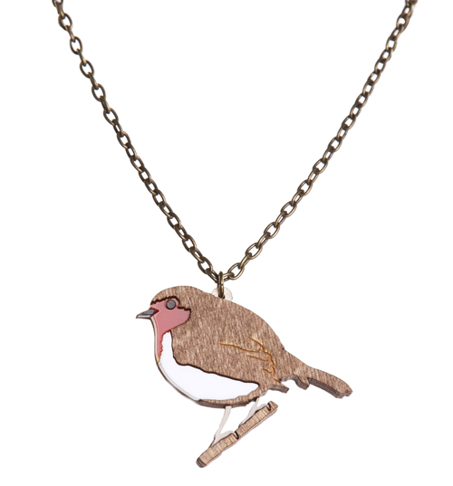 Punky Pins Vintage Style Christmas Robin Necklace from