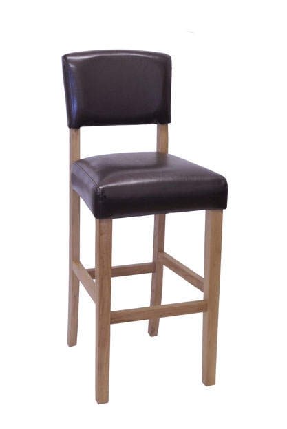 Purbeck Oak Leather Bar Stool - Pair