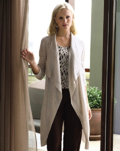 Round Neck Cardigan With 3/4 Sleeves in Pure