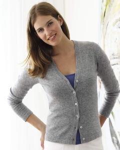 Ruffle Edged Cardigan in Pure Cashmere