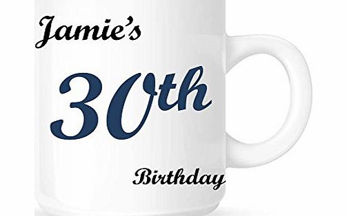 Pure Essence Greetings Personalised 30th Birthday Ceramic Mug/Cup. Complete with gift box. Personalised details required by email.