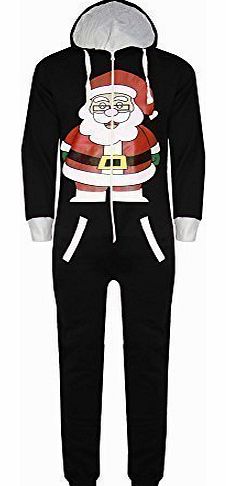 Pure Fashion Womens Mens Unisex Santa All in One Hoody Piece Xmas Christmas Jumpsuit Onesie