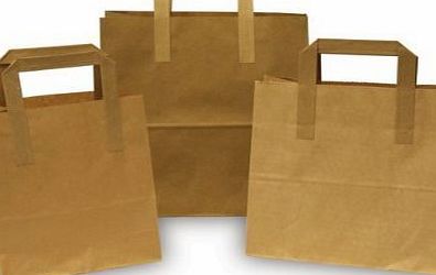 Pure Kraft 15 Brown Paper Carrier Bags With Handles - Party Bags