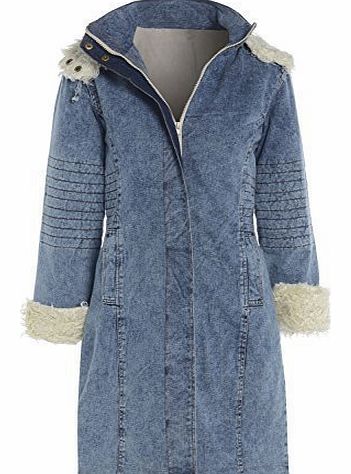 Pure Womens Denim Parka Coat, Sizes UK 10, 12, 14 (UK - 12, Denim Blue)