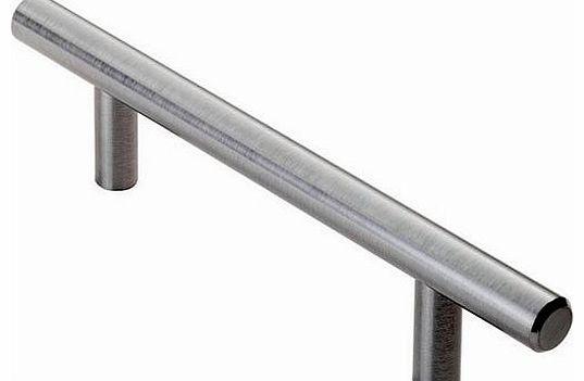 T-Bar Handle Brushed Steel for Kitchen Cabinet Drawer Cupboard Wardrobe Bedroom 256 mm hole centres, 326 mm overall length
