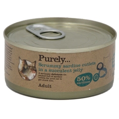 Purely Adult Cat Food Sardine Cutlets in Jelly Tin 156gm