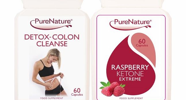 PureNature Raspberry Ketone Extreme Fat Burner Plus Detox Colon Cleanse Package As seen on TV, Made in the UK (1 Month Supply) Buy 2 Combos amp; get an extra 60 Raspberry Capsules FREE!