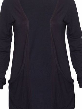 Purple Hanger Ladies Stretch Long Sleeve Open Pocket Boyfriend Cardigan Womens Top Black Size 20 - 22