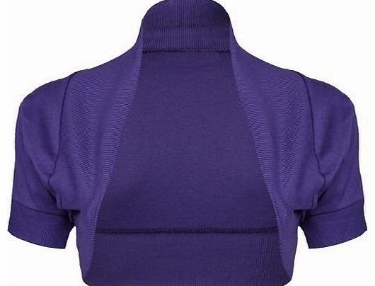 Purple Hanger New Ladies Plus Size Bolero Shrug Womens Crop Cardigan Ribbed Stretch Top Purple Size 16 - 18