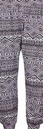 Purple Hanger Womens Aztec Skull Leopard Comic Print Ladies Stretch Ali Baba Harem Pants Leggings Full Long Trousers Plus Size Black amp; White Aztec 20 - 22 (XXXL)