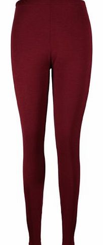 Purple Hanger Womens New Plain Stretch Ladies Full Long Length Skinny Elasticated Waist Trousers Pants Leggings Burgundy Size 24 - 26