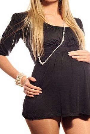 Purpless Maternity New Ladies Mmaternity Scoop Neck Top Tunic Pregnancy Size 8 10 12 14 16 18 5006 Variety of Colours (14, Black)