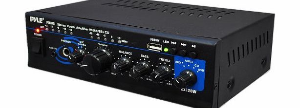 Pyle Home PyleHome PTAU45 2x 120W Stereo Power Amplifier with USB, AUX, CD and Mic Input