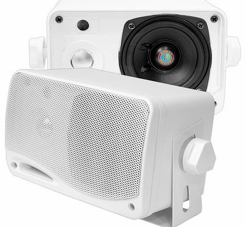 PLMR24 200W 3.5 inch 3-Way Weather Proof Marine Mini Box Speaker System Pair - White