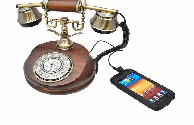 PRT15I Retro Telephone System with Integrated Speaker and 3.5mm Audio Input Jack for iPhone, Android, Blackberry and Audio Device