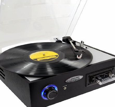 Pyle ro PTTC4U Multifunction Turntable with MP3 Recording, USB to PC, Cassette Playback, Rechargeable Battery