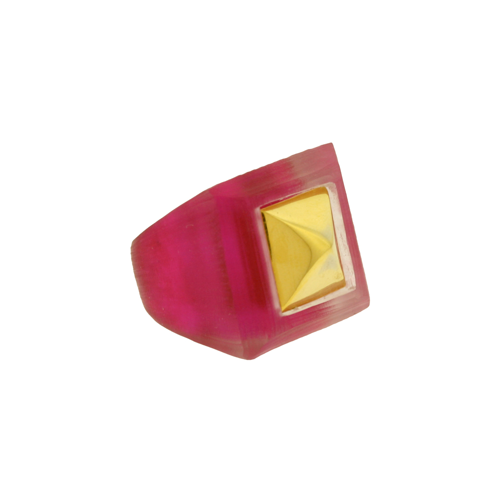 Pyramid Stud Ring- Fuschia