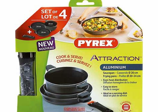 Pyrex Attraction 2 x Frying Pans and Saute Pan