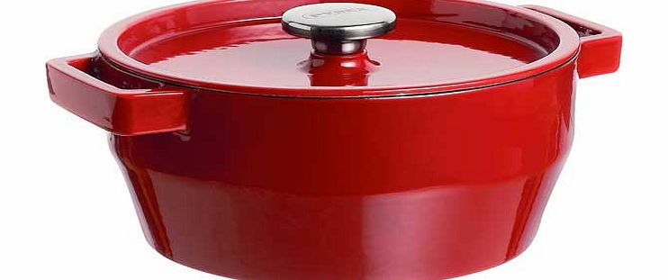 Pyrex Cast Iron Round Casserole Dish - Red 24cm