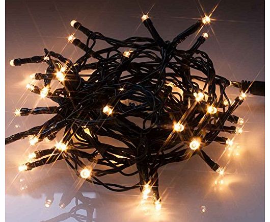 Warm White (soft white) LED Battery Powered Lights with Timer and Multi-function. Green wire. - indoor and outdoor Christmas lights/lighting, party, halloween