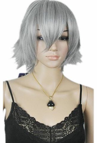 Qiyun Women Men Unisex Grey Straight Spiky Anime Cosplay Synthetic Hair Full Wig