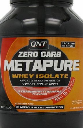 QNT Metapure Zero Carb 1000 g Strawberry and Banana Lean Muscle Growth Shake Powder