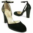 Black Italian Suede Ankle-Strap Round Toe Pump Shoes
