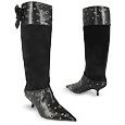 Quai Dand#39;Orsay Snap Flower-Trim Black Italian Leather Boots