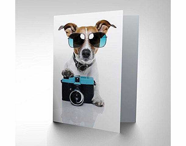 QUALITY FINE ART PRINTS COOL JACK RUSSELL DOG CAMERA PHOTO SUNGLASSES BLANK BIRTHDAY CARD CP019