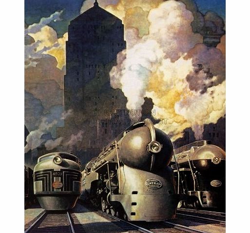QUALITY FINE ART PRINTS PAINTINGS LANDSCAPE RAILWAY ENGINE TRAIN NEW YORK CENTRAL FINE ART PRINT POSTER 30x40cm CC1220