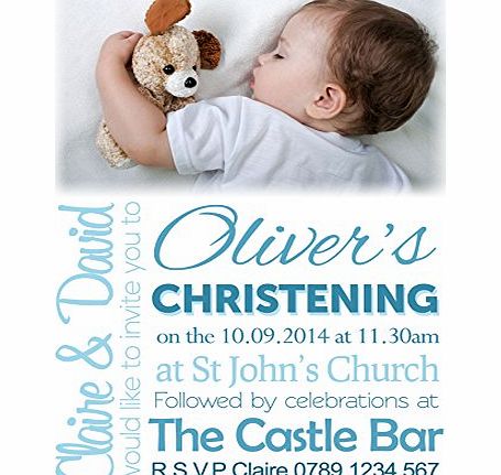 Quality Goods Ltd Personalised Photo Boys Christening / Baptism / Naming Day Invitation Cards C001 - Pack of 50