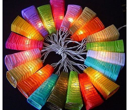 Mixed Colour Paper Bell Lantern Fairy Light String
