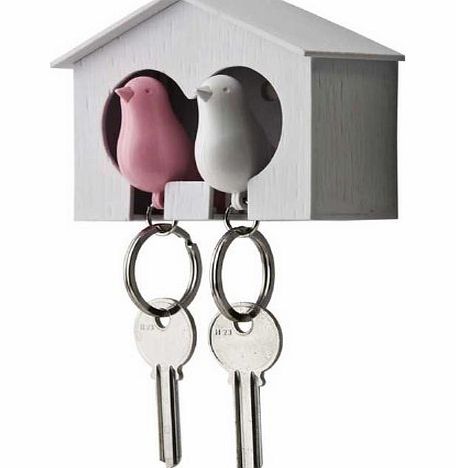 Qualy Duo Sparrow Keyring White and Pink, Keyring