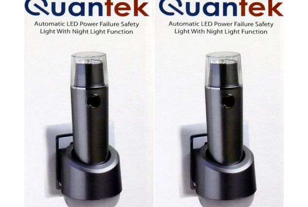 Quantek Pack of 2 Quantek 3-in-1 Emergency Power Cut Light, Rechargeable Torch amp; Automatic Night Lights Twin Pack