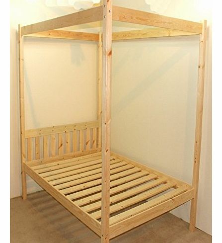 Quattro Four Poster Bed Single 3ft Four Poster Bed frame - solid natural pine 4 poster bed frame - Heavy duty use