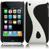 iPHONE 3G S / 3GS BLACK / WHITE SOFT TOUCH SKIN CASE AND SCREEN PROTECTOR PART OF THE QUBITS ACCESSORIES RANGE