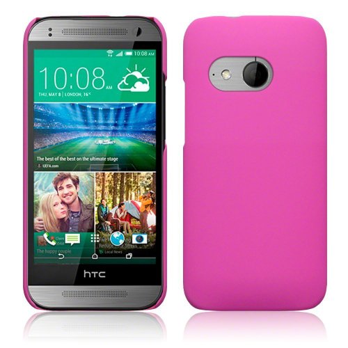 Qubits New HTC One Mini 2 Pink Hybrid Case Cover Rubberised Solid Hard Back A Durable Slim Armour Protectiv