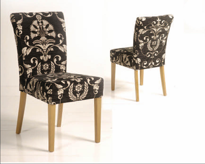 Queen Fabric Dining Chairs x 2 (Dark Legs Total