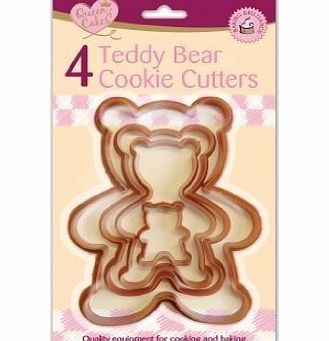 Queen Of Cakes Pack Of 4 Teddy Bear Shaped Cookie Pastry Cutters